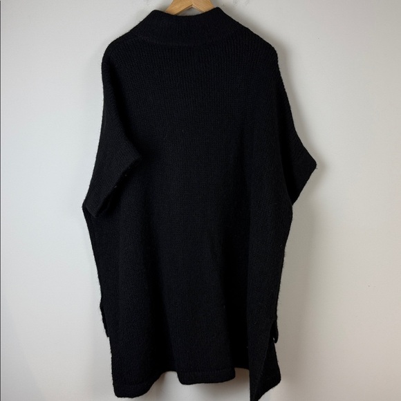ELK Black Knit Alpaca Poncho with Zipper One Size - Picture 3 of 9